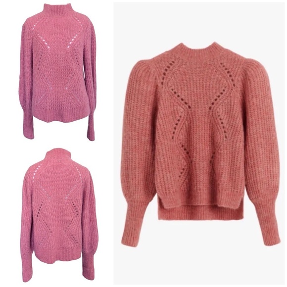 Cuyana Alpaca Wool Blend Balloon-Sleeve Sweater in Passion Fruit Size XSMALL - Picture 14 of 14